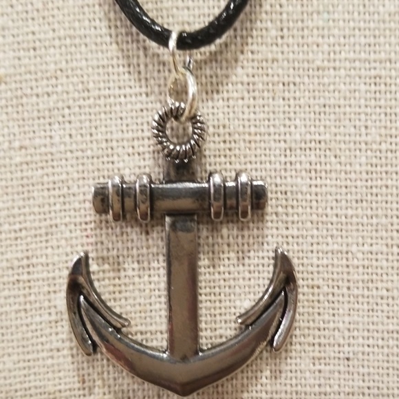 Leather Snake Anchor Necklace - Picture 3 of 7